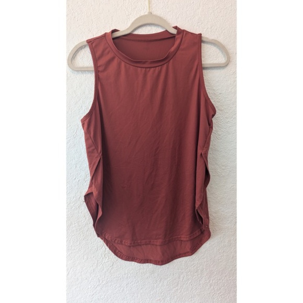 Womens Sleeveless Tank‎ Top Flowy Open Side Maroon Athletic Workout Casual